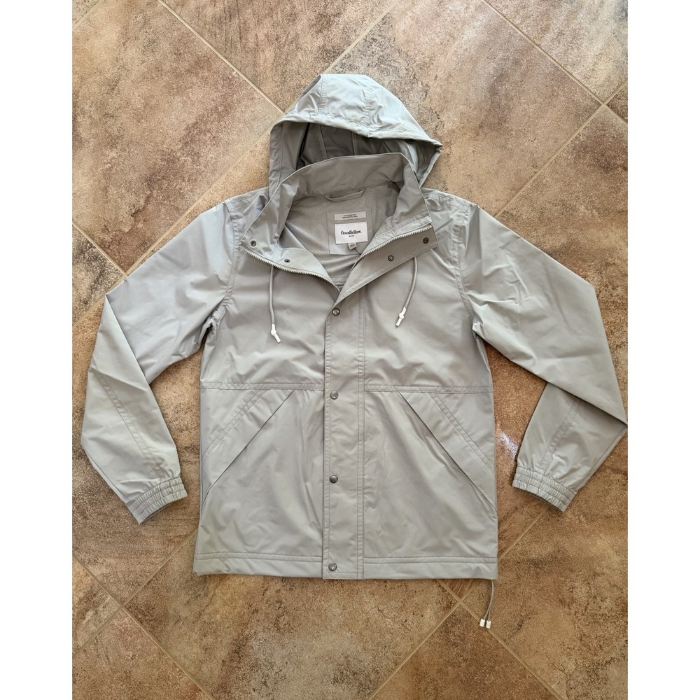 Goodfellow Men's Lightweight Hooded Rain Coat - Seagull Gray Size: M Tall NWT